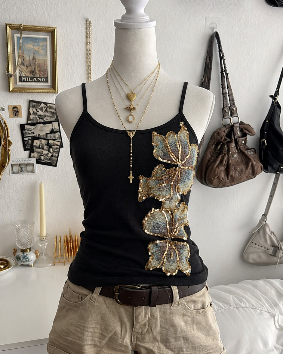 MANHATTAN GIRL SEQUIN EMBROIDERED CAMI TOP