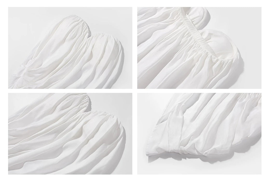 BAE CLUB DRAPED ASYMMETRICAL STRAPLESS WHITE TOP
