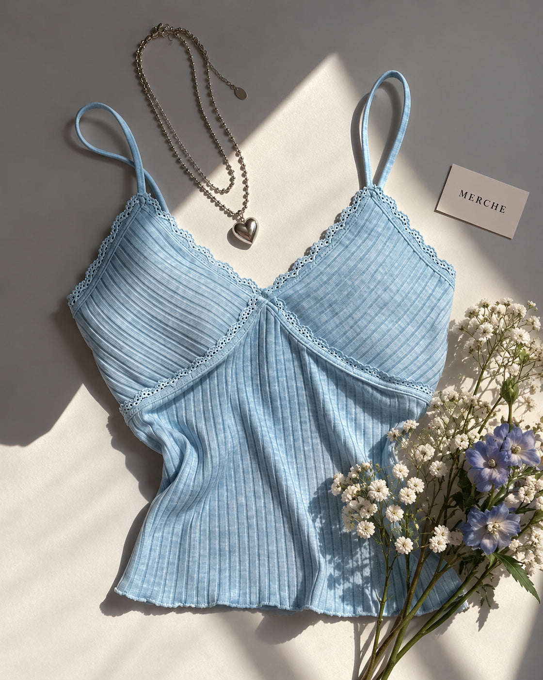 TRUST ISSUES PADDED DUSTY BLUE CAMI TOP