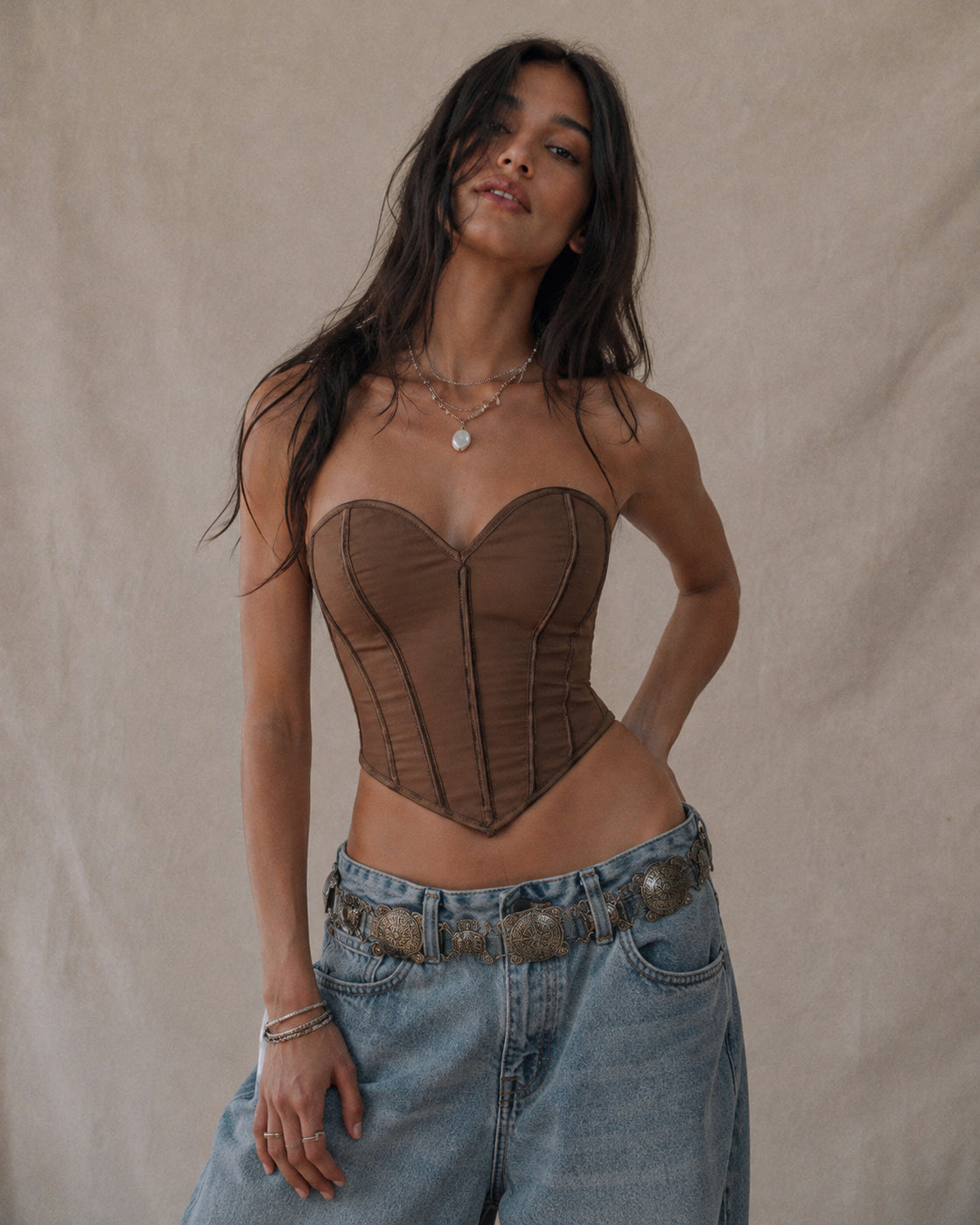 BRAT ENERGY BONING BROWN CORSET