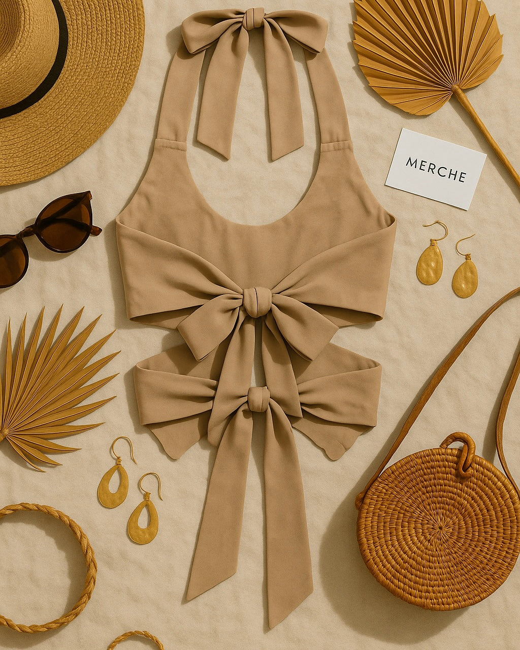 MOODY ANGEL SHIMMER TIE-BACK HALTERNECK TOP