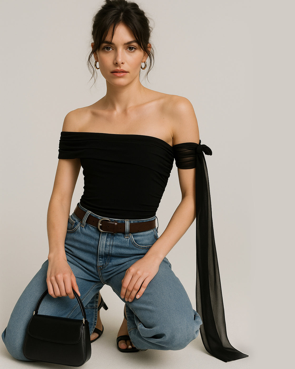 ON SCREEN ROMANCE DRAPE OFF-SHOULDER TOP
