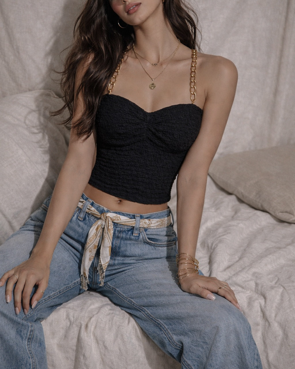 PERFECT PIXIE PADDED CHAIN HALTERNECK TOP