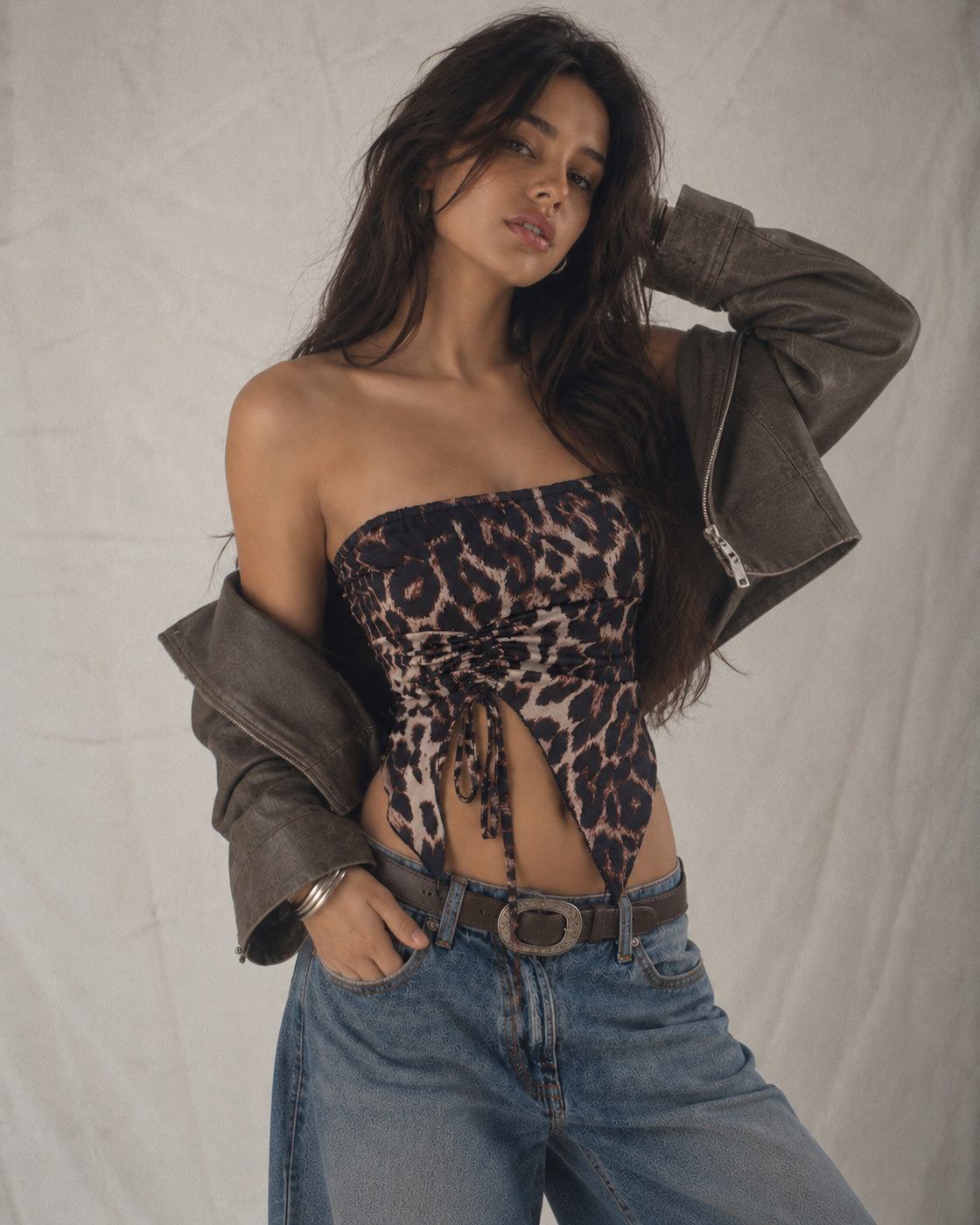 BERLIN WILD DRAWSTRING BANDEAU TOP