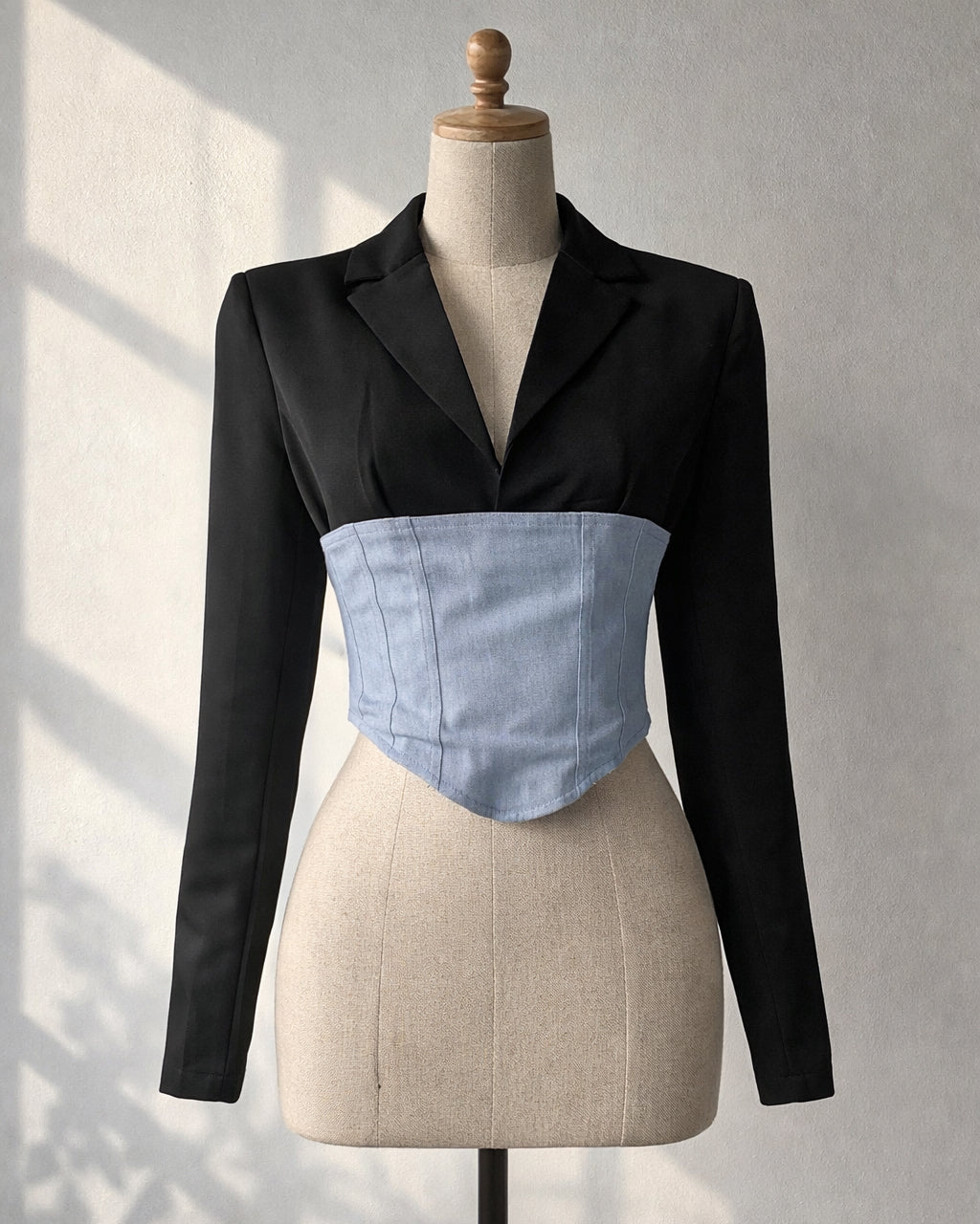 HIT MAKER DENIM DETAIL BLAZER TOP
