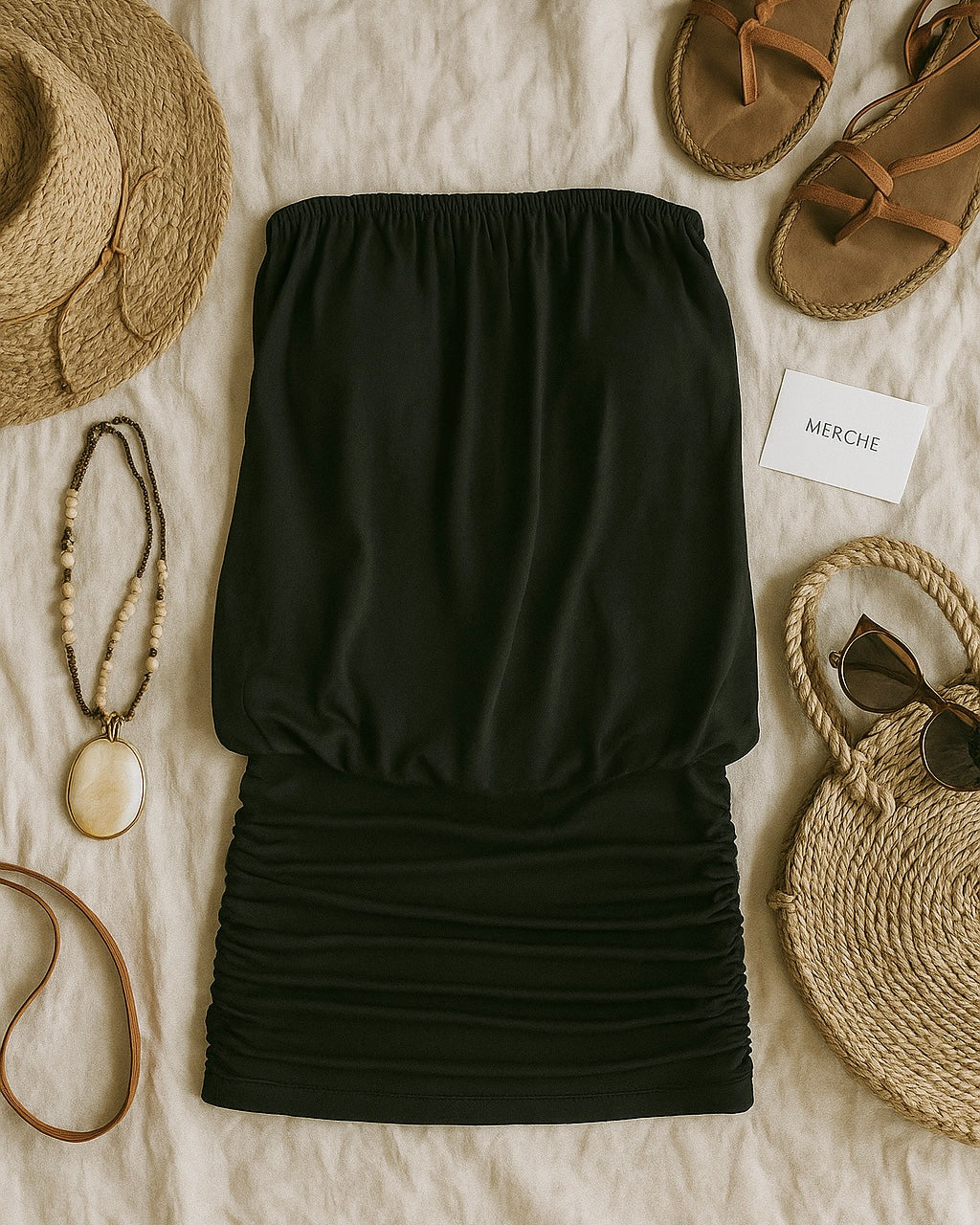 LA GIRL VIBE BLACK DRAPE MINI DRESS