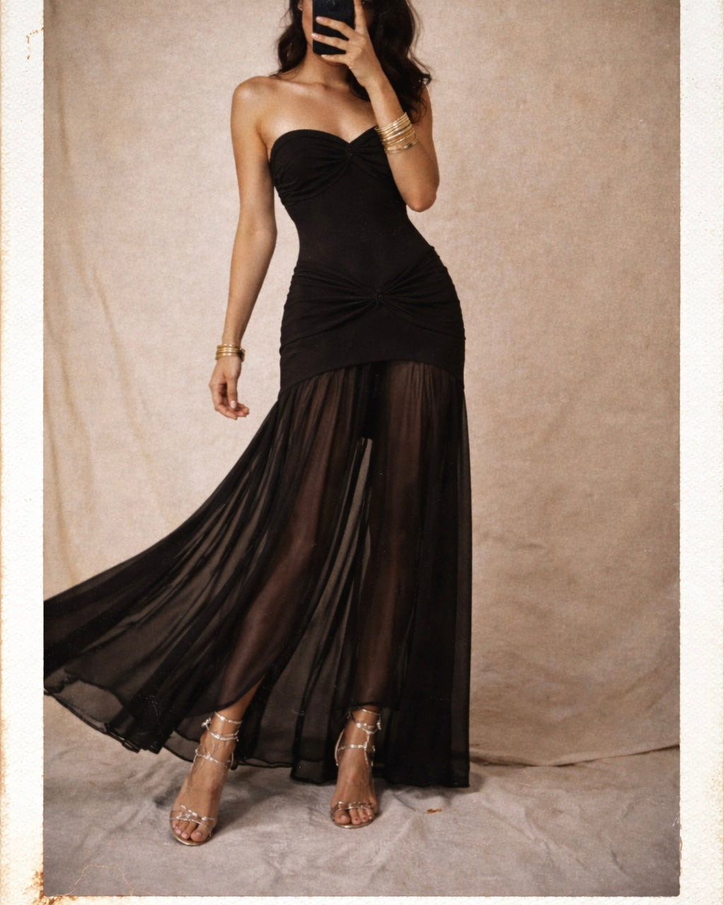 SIERRA NIGHTS TWISTED KNOT SHEER DETAIL MAXI DRESS