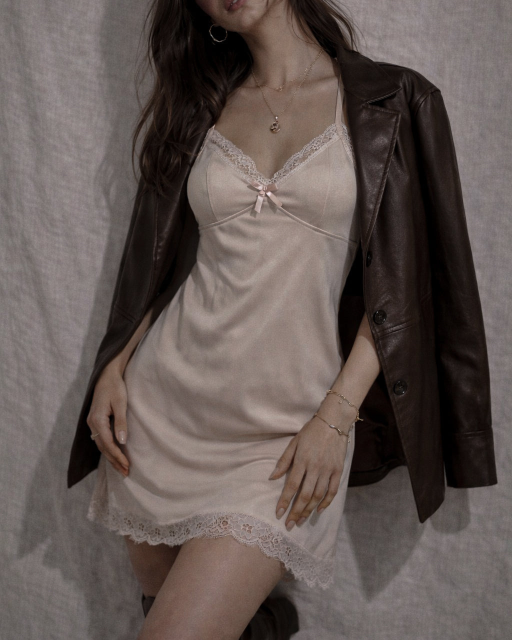 MONACO TIMES PADDED BEIGE MINI DRESS