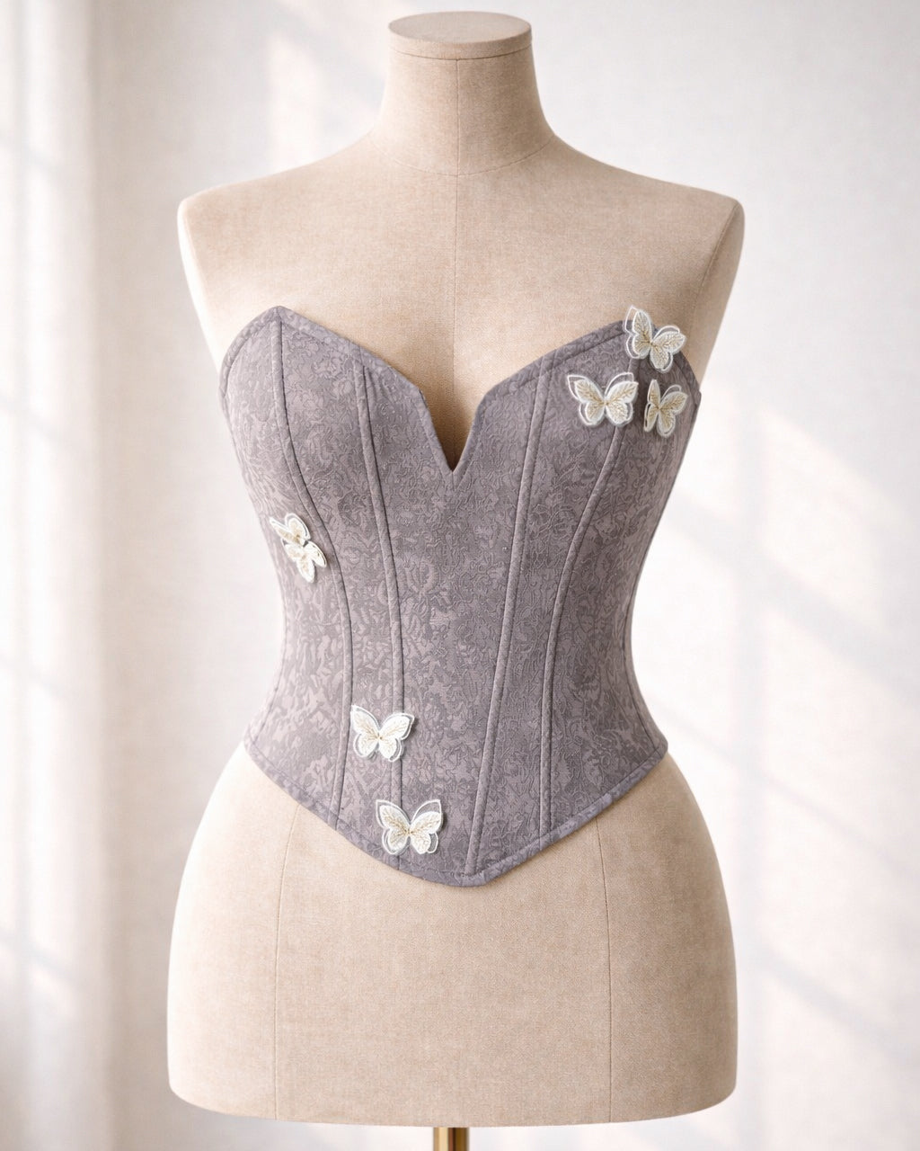 ME BEFORE YOU APPLIQUE GREY CORSET