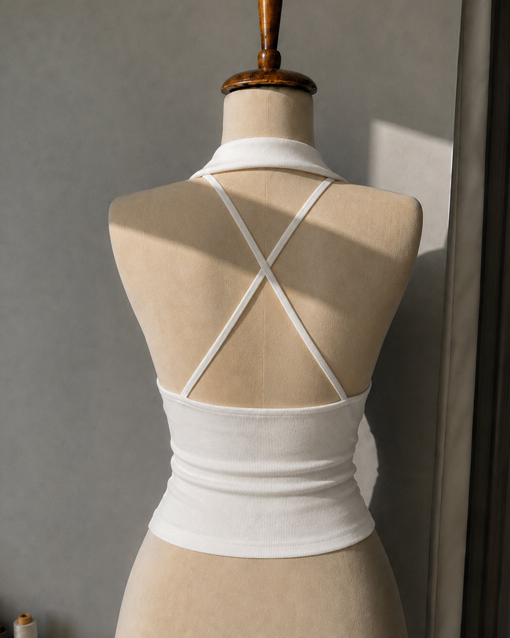 NOT YOUR MATCHA PADDED CROSSBACK COLLARED WHITE TOP