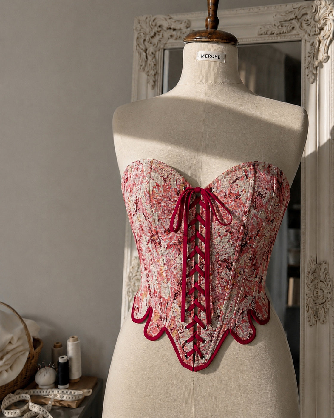 BAD JULIET SIGNATURE SCALLOPED HEM JACQUARD CORSET