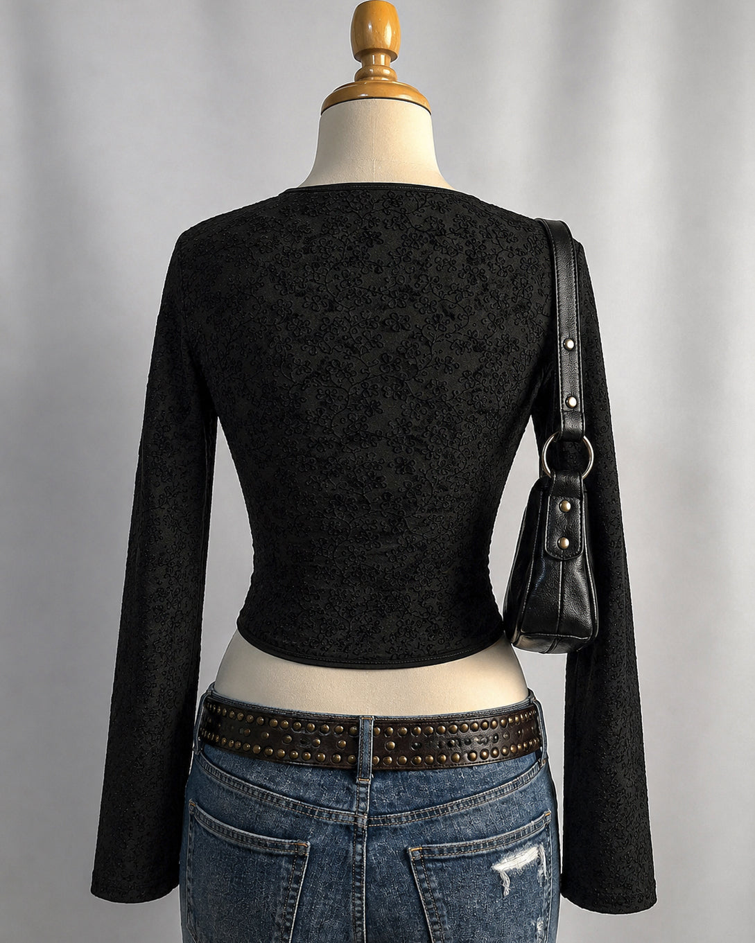 EDITORIAL WORTHY CORSETED EMBELLISHED BLACK TOP