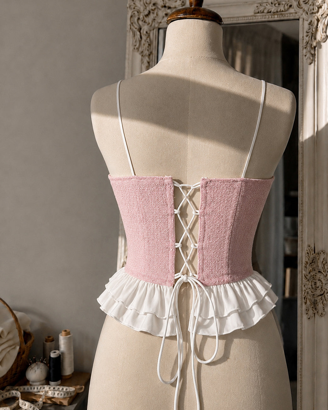 PRETTY WINS TWEED BLUSH BONING CORSET