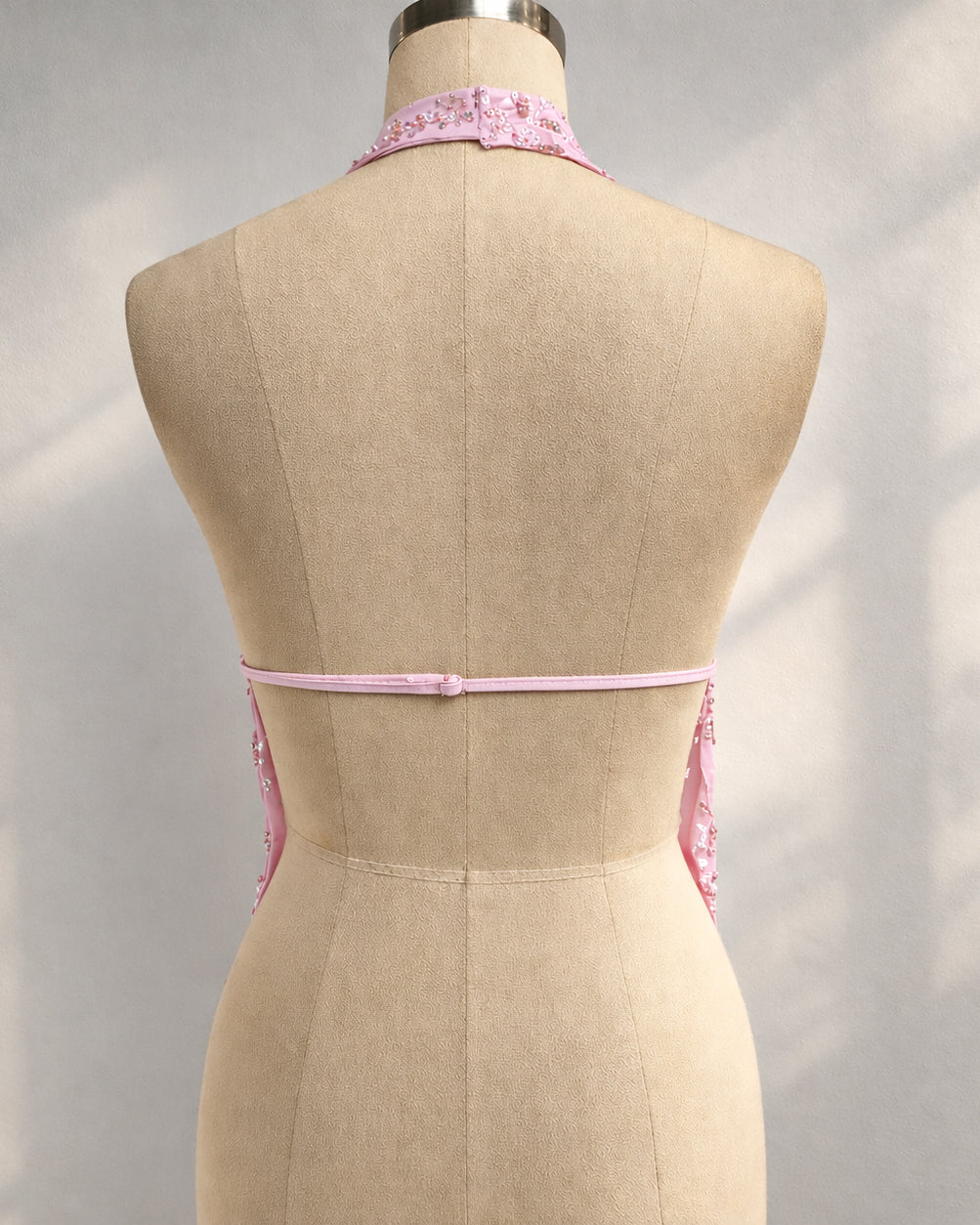 COSMIC DANCE EMBROIDERED SOFT PINK HALTERNECK TOP