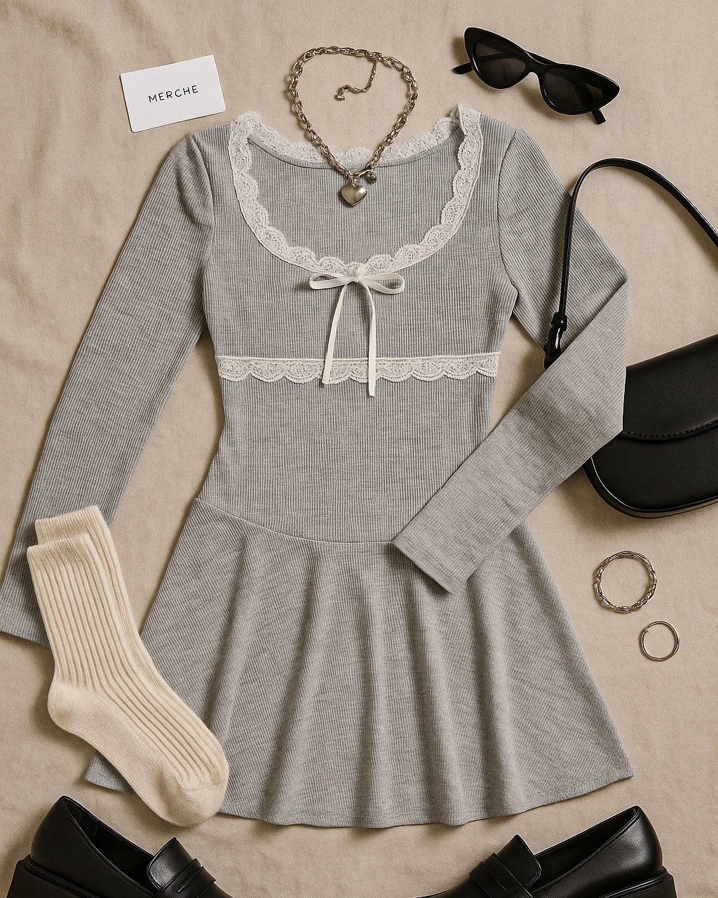 EASTERN DIVA GREY MINI DRESS