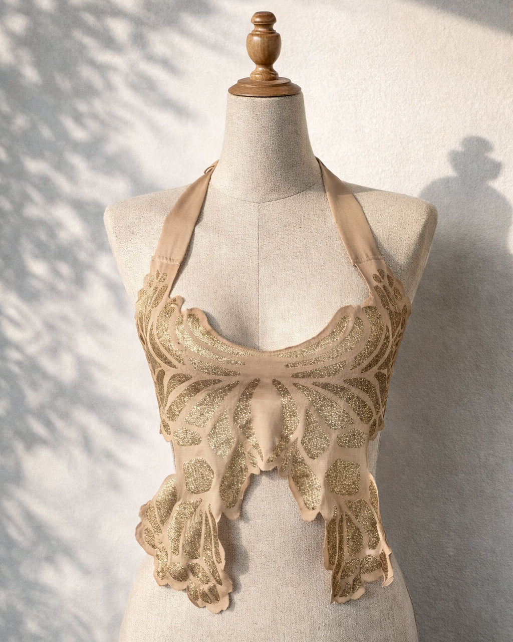 MOODY ANGEL SHIMMER TIE-BACK HALTERNECK TOP