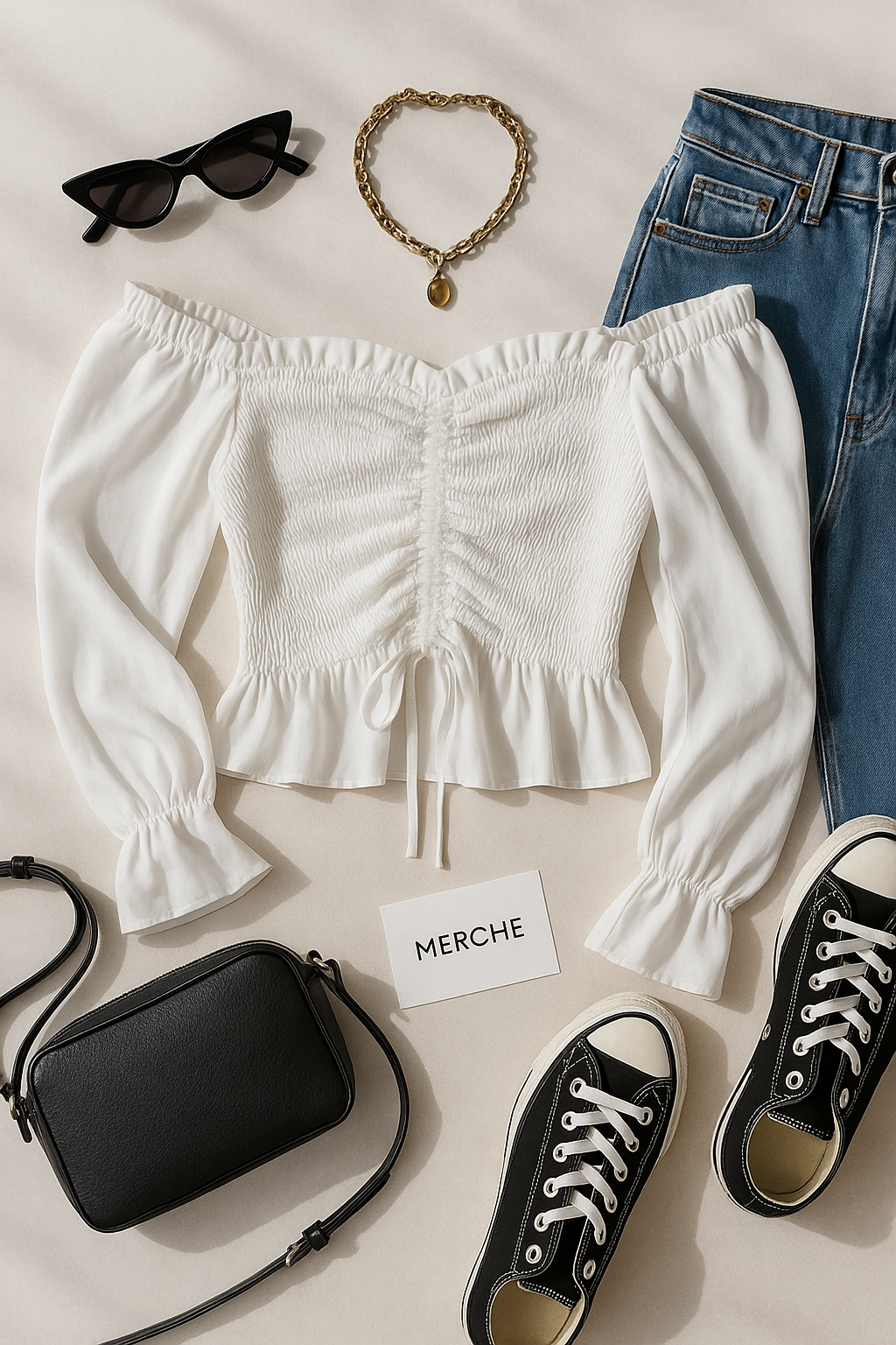 GLOBAL GIRL WHITE SMOCKED TOP