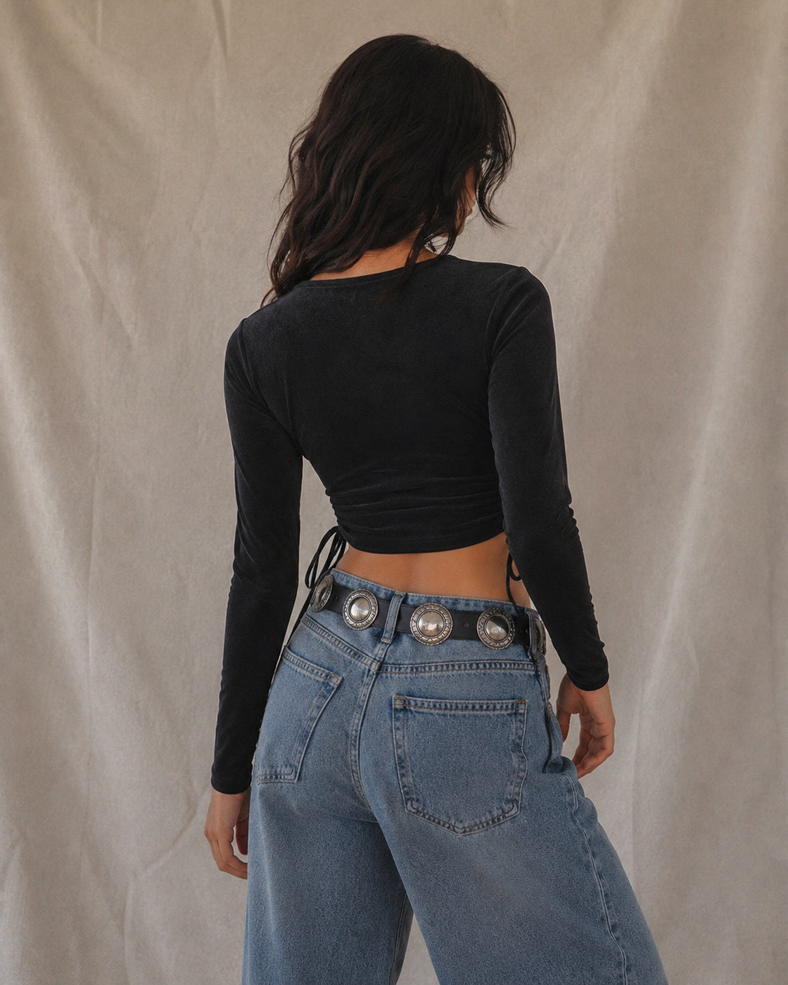 SUNDOWNER IN BERLIN VELOUR DRAWSTRING TOP