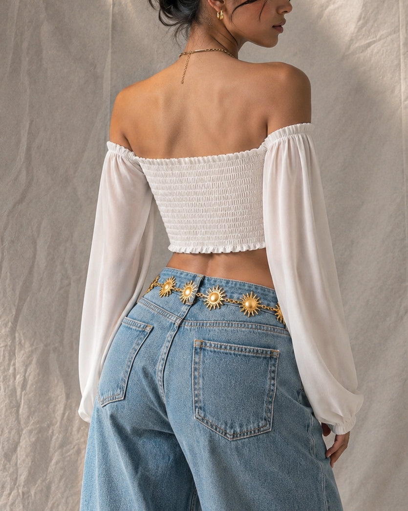 COUNTRY MUSIC LOVER PADDED SWEETHEART SLASH NECK TOP