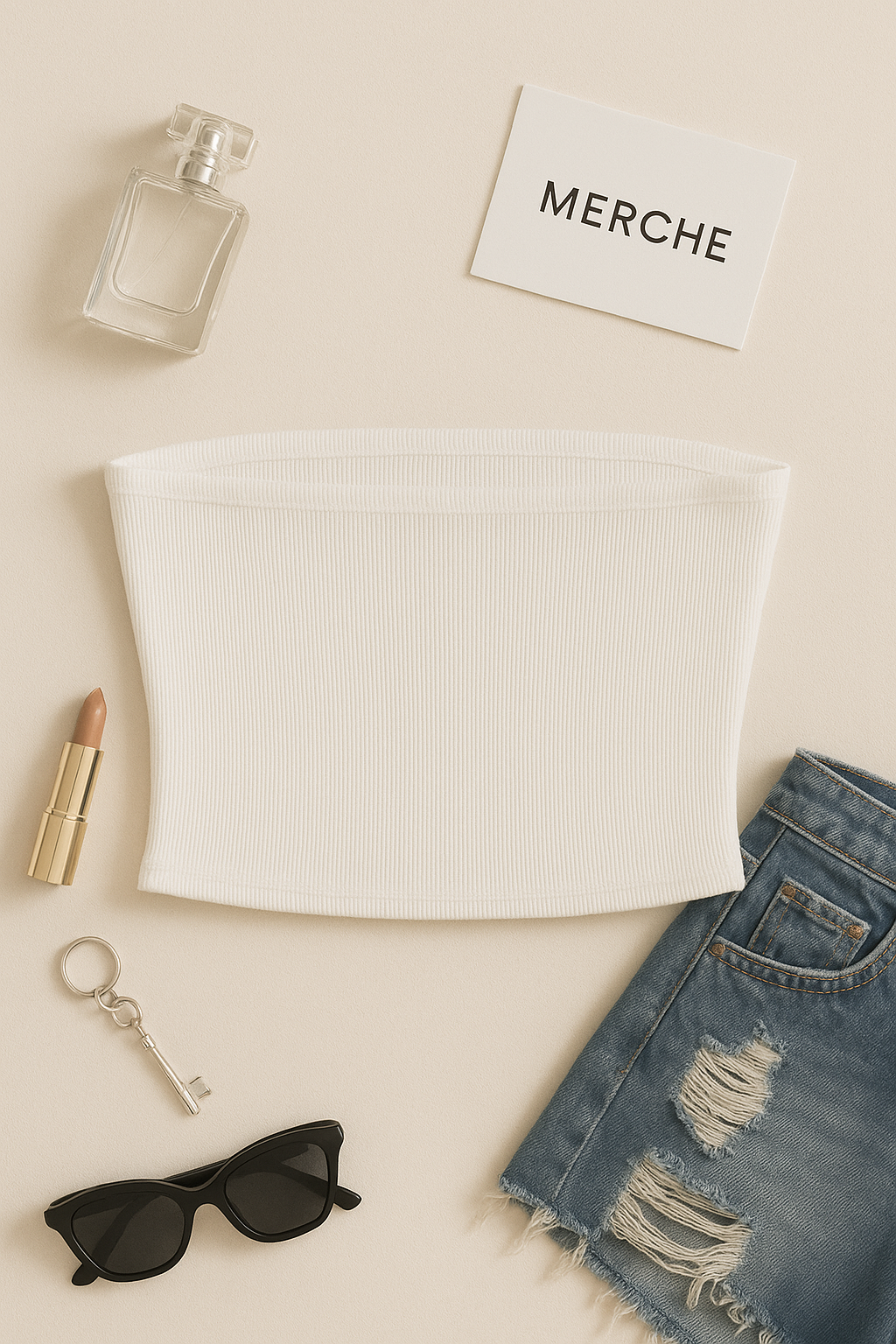 BLESSED LIFE APPLIQUE WHITE BANDEAU TOP