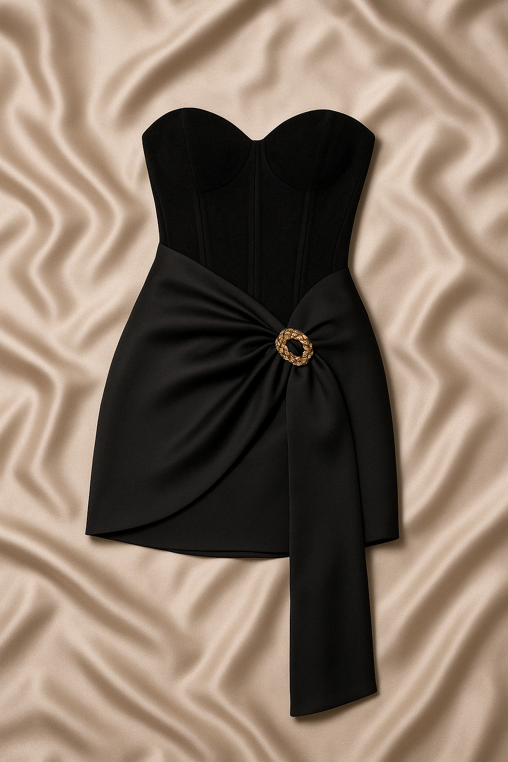 SOMEBODY LIKE ME BLACK ORNATE BUCKLE SASH DRESS