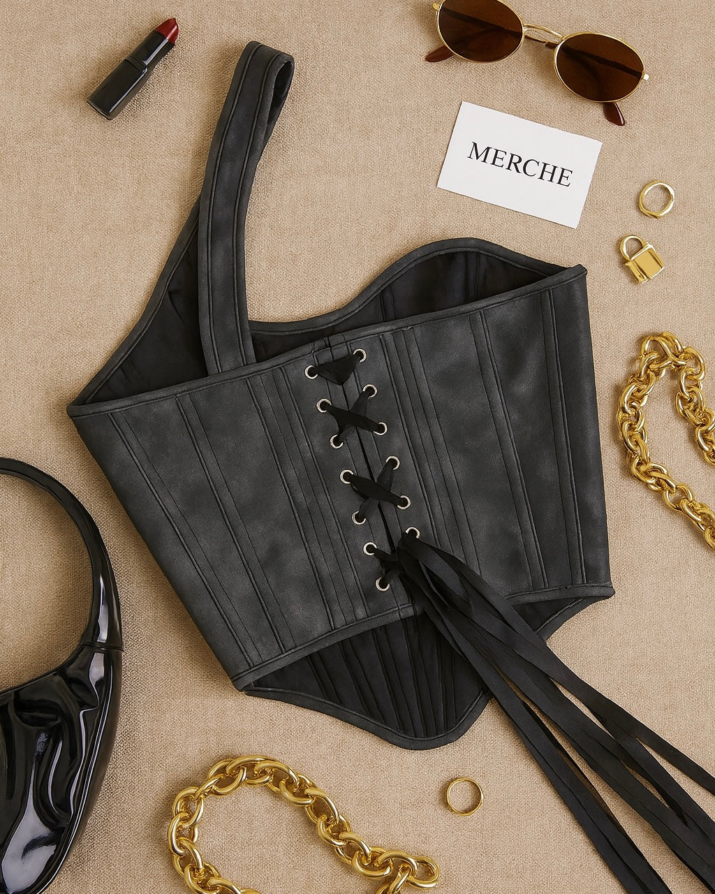 NOT YOUR BABY ASYMMETRICAL CORSETRY TOP