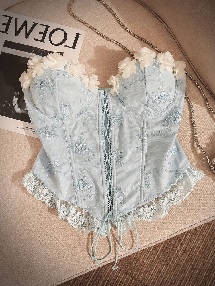 GIRL FROM PARADISE BLUE APPLIQUE CORSET