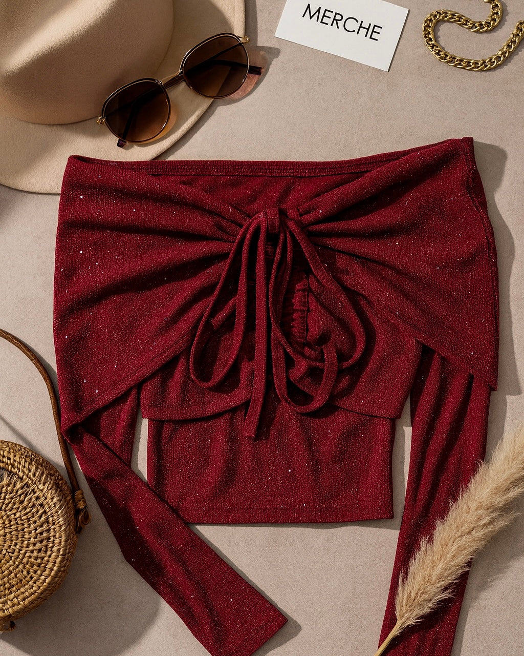 SHORES OF LOVE SHIMMER DEEP RED TOP