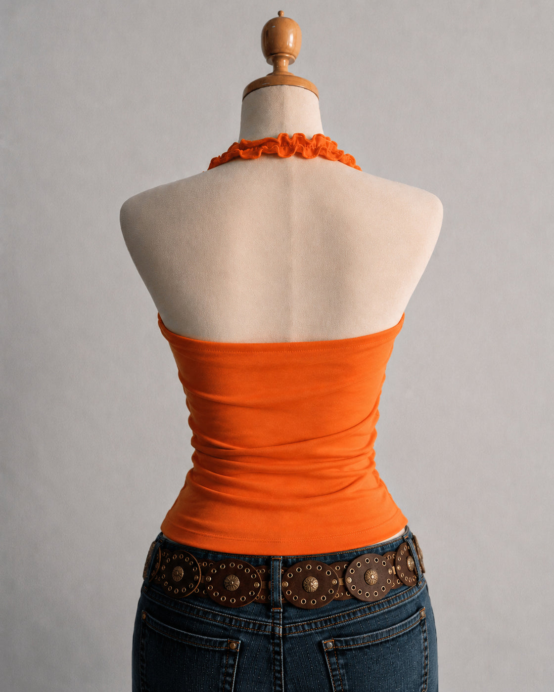 SAVAGE SIDE TANGERINE LUXE HALTERNECK TOP