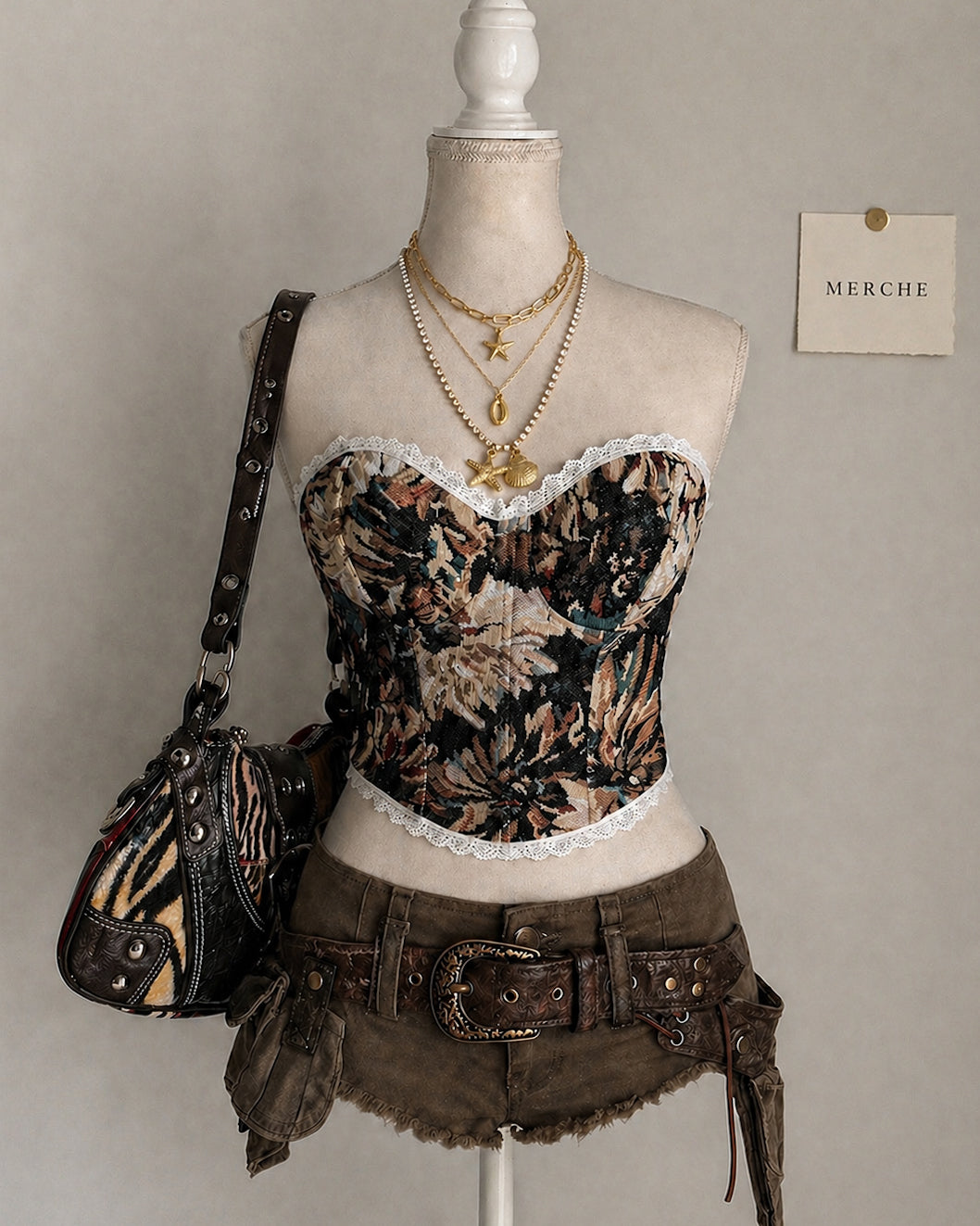 ABOUT TOWN JACQUARD FLORAL BUSTIER CORSET