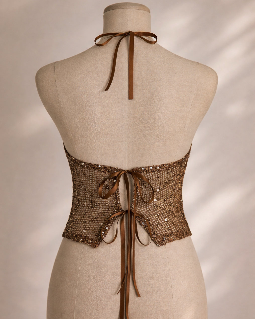 MAIN STAGE PASSES SHIMMER EMBELLISHED KNITTED HALTERNECK TOP