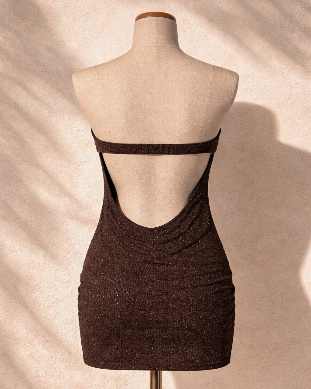 SPICY KARMA SHIMMER BUCKLE BANDEAU MINI DRESS