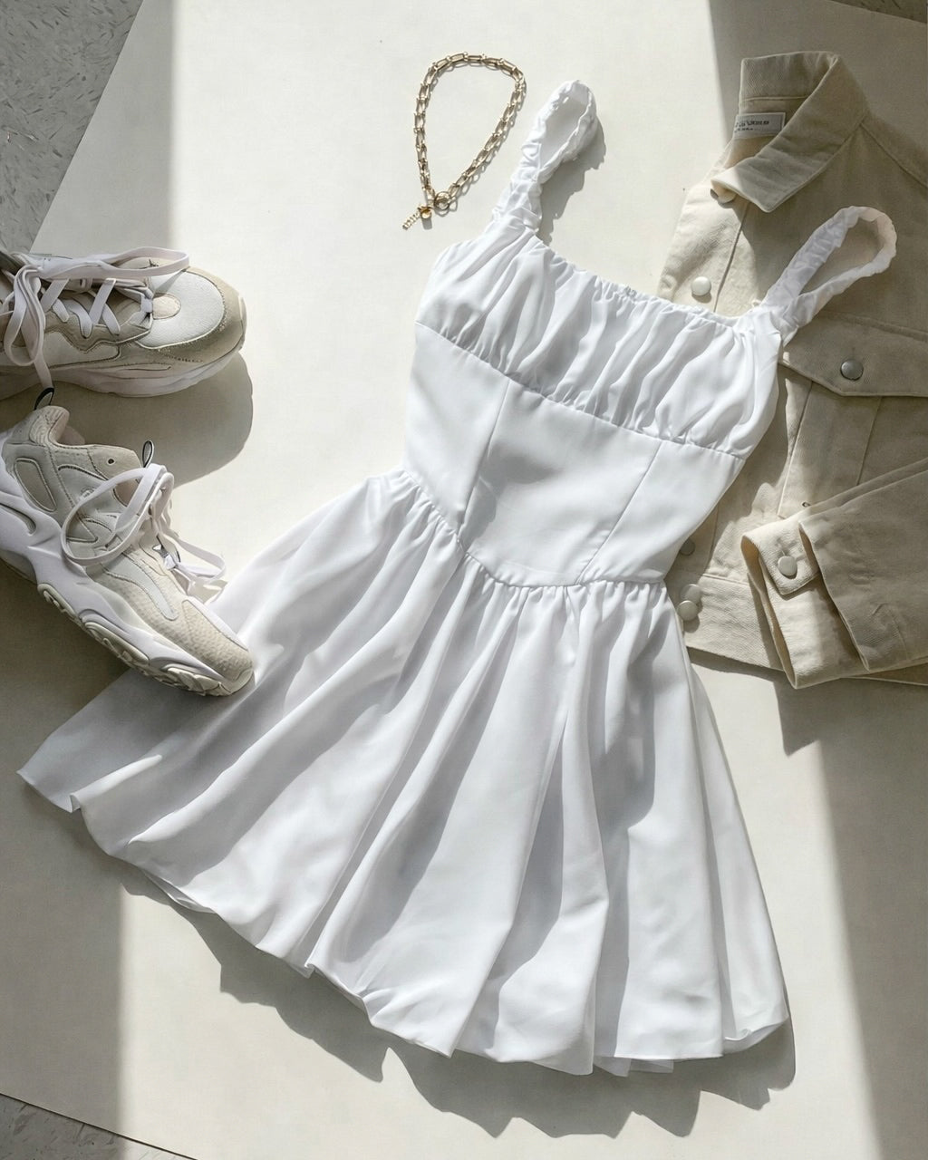 SWEET REVENGE BUBBLE HEM WHITE DRESS