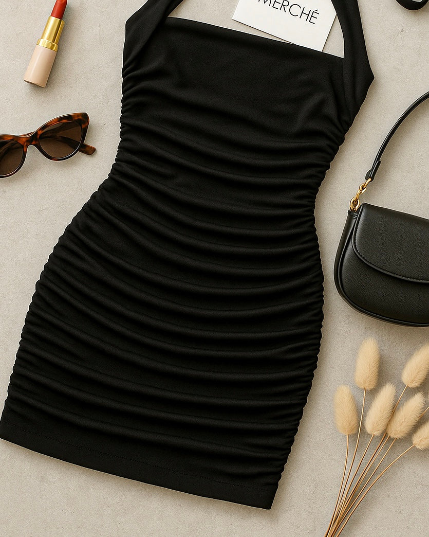 STAGE NINETEEN BLACK HALTERNECK DRESS