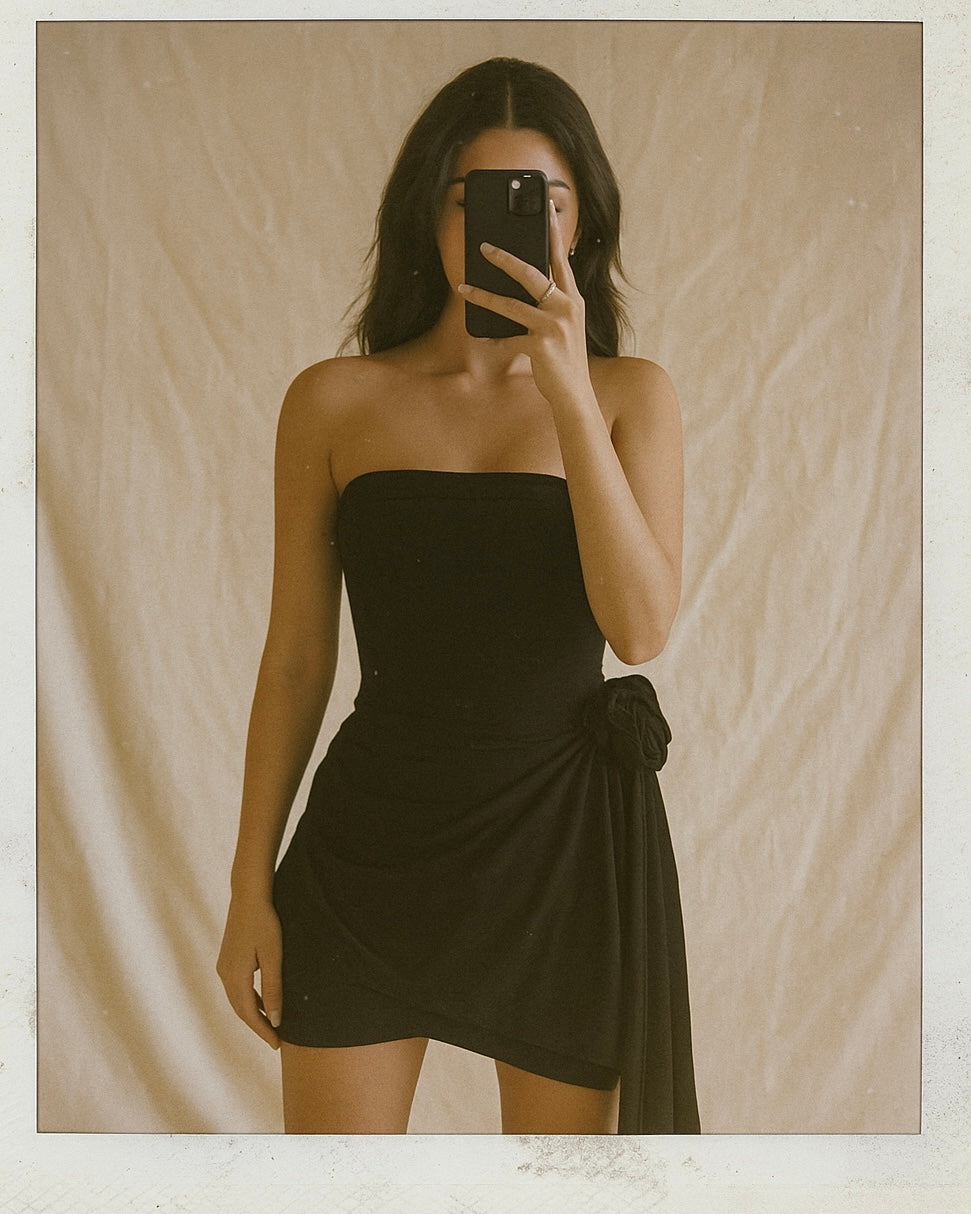 ROMEO CALL JULIET BLACK BANDEAU DRESS