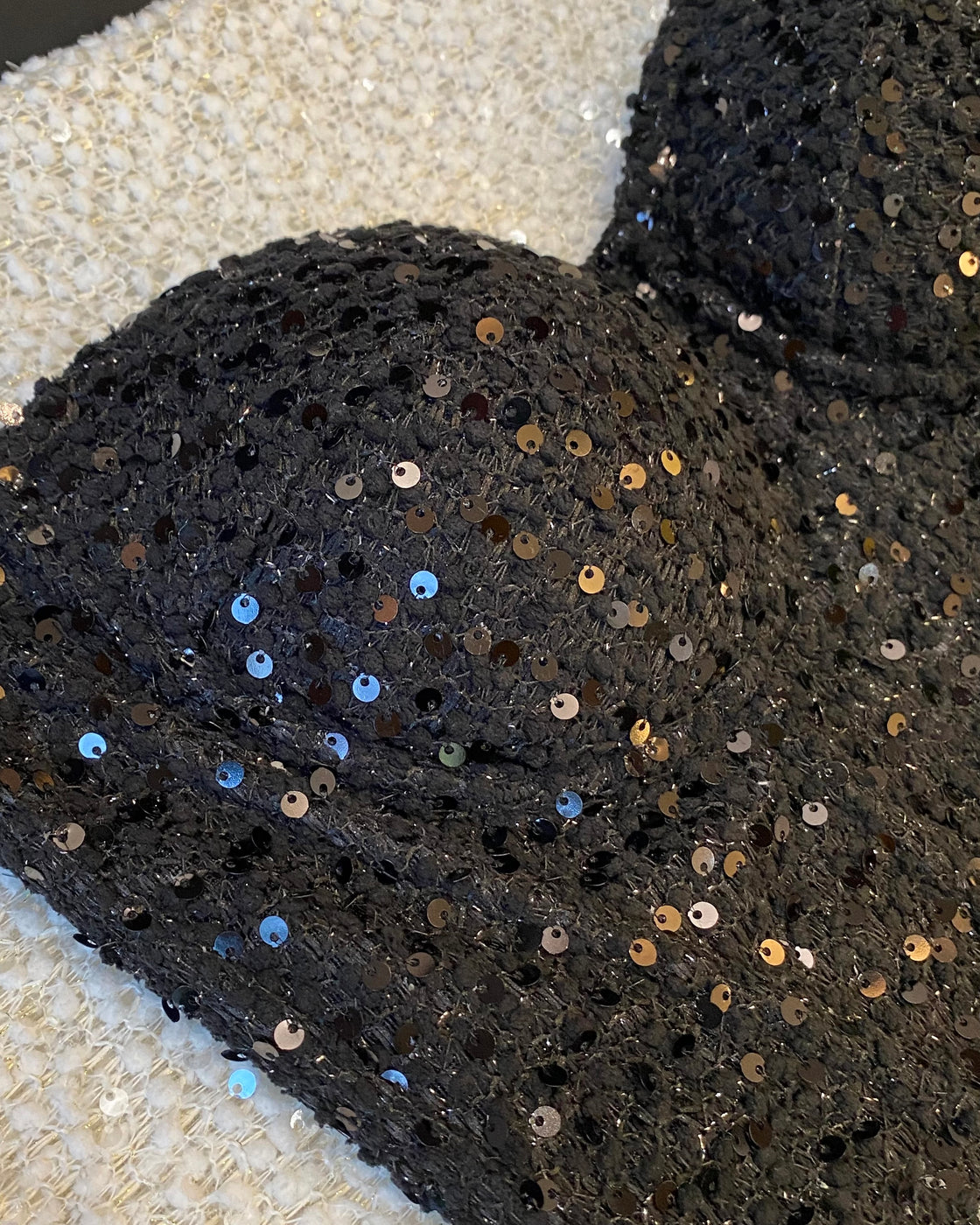 BLESS MY WARDROBE SEQUIN EMBELLISHED PADDED BLACK CORSET