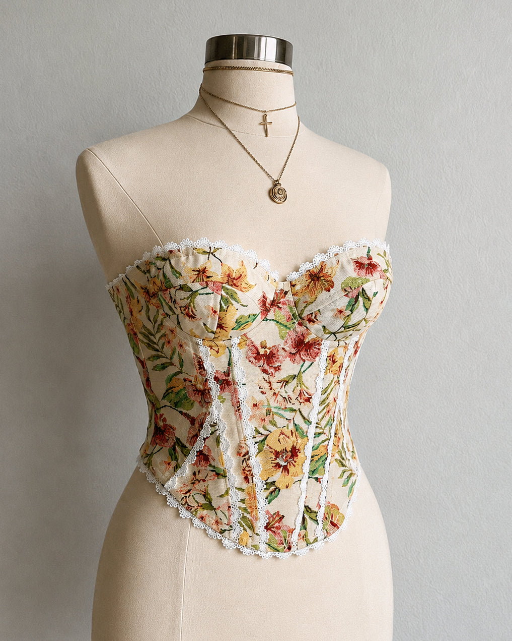 NOT TODAY SATAN FLORAL LACEY JACQUARD CORSET