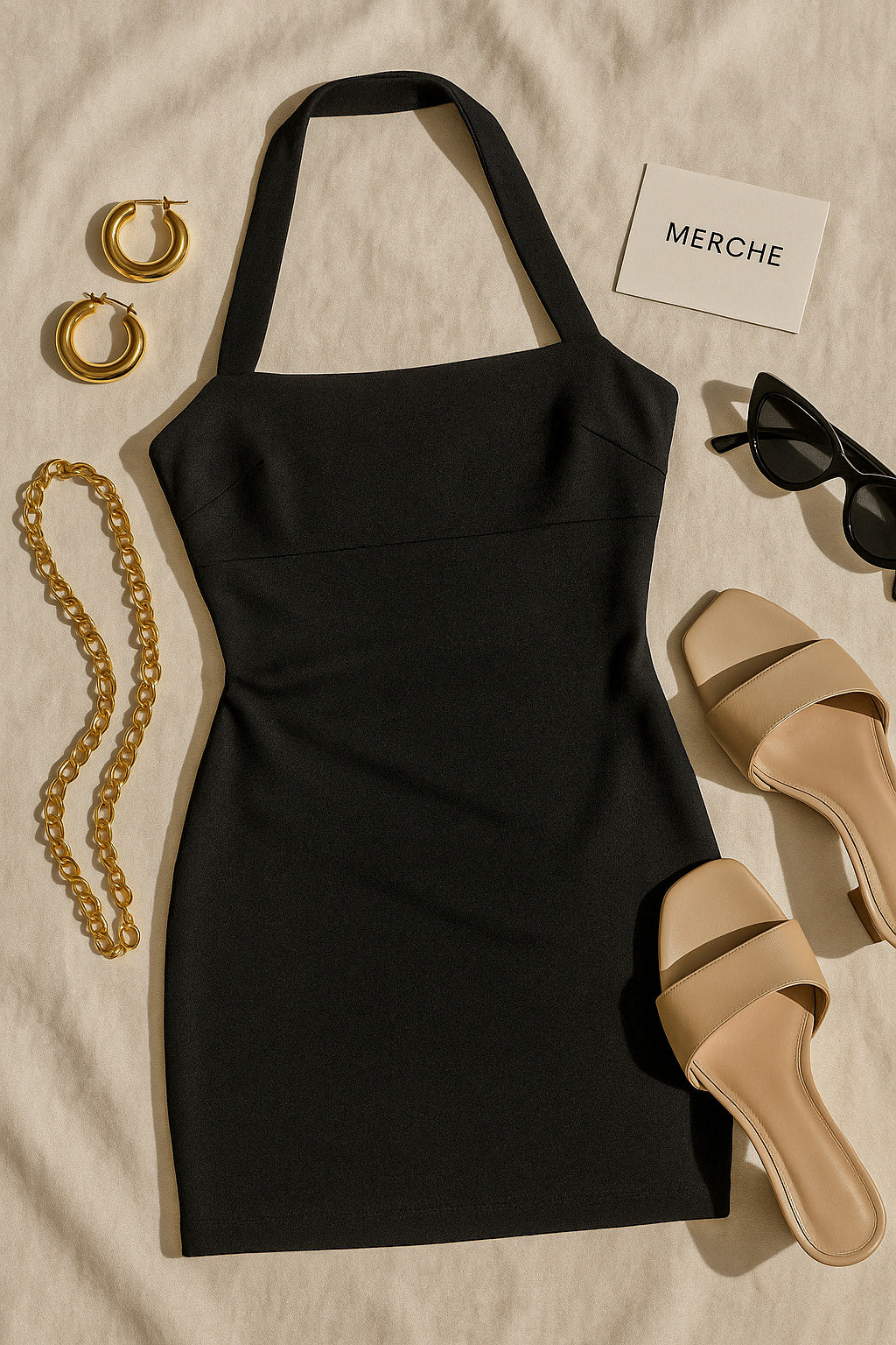 FIRE AND ICE BLACK HALTERNECK DRESS