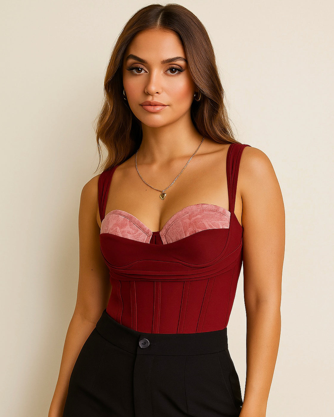 WILD CARD RED DRAPED BODYSUIT