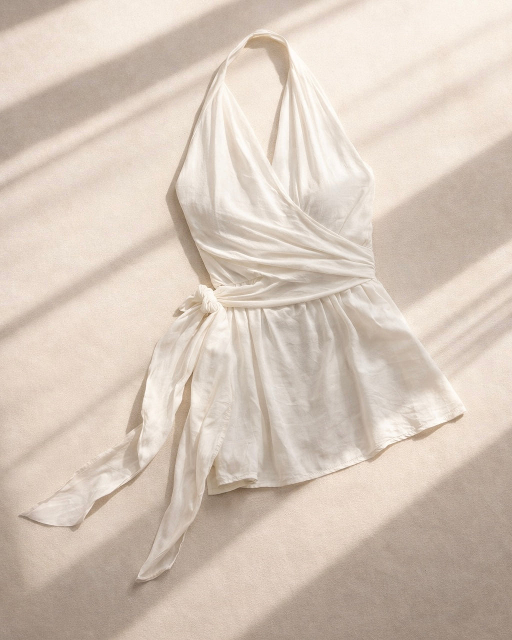 RAVE GIRL WHITE DRAPE HALTERNECK TOP