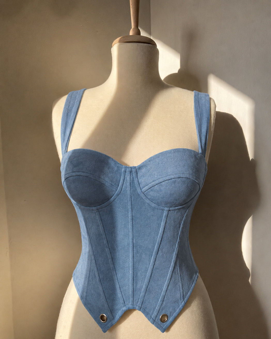 THE HEIRESS SUEDE LUXE POWDER BLUE CORSET