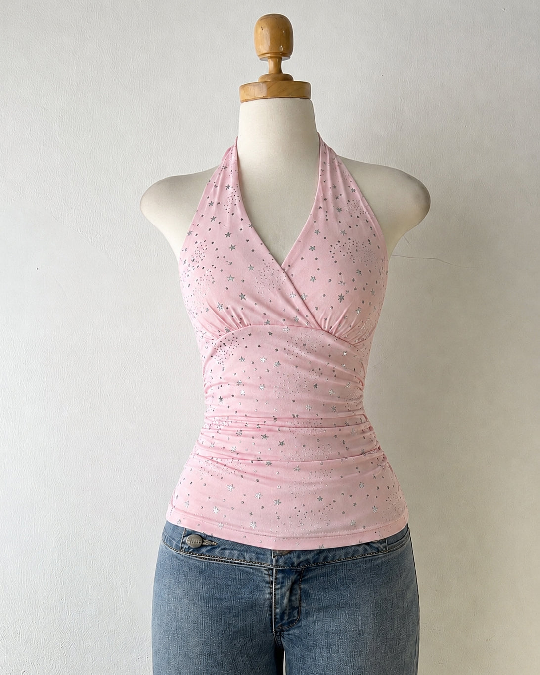 VANITY AFFAIR STARDUST LUXE PINK HALTERNECK TOP