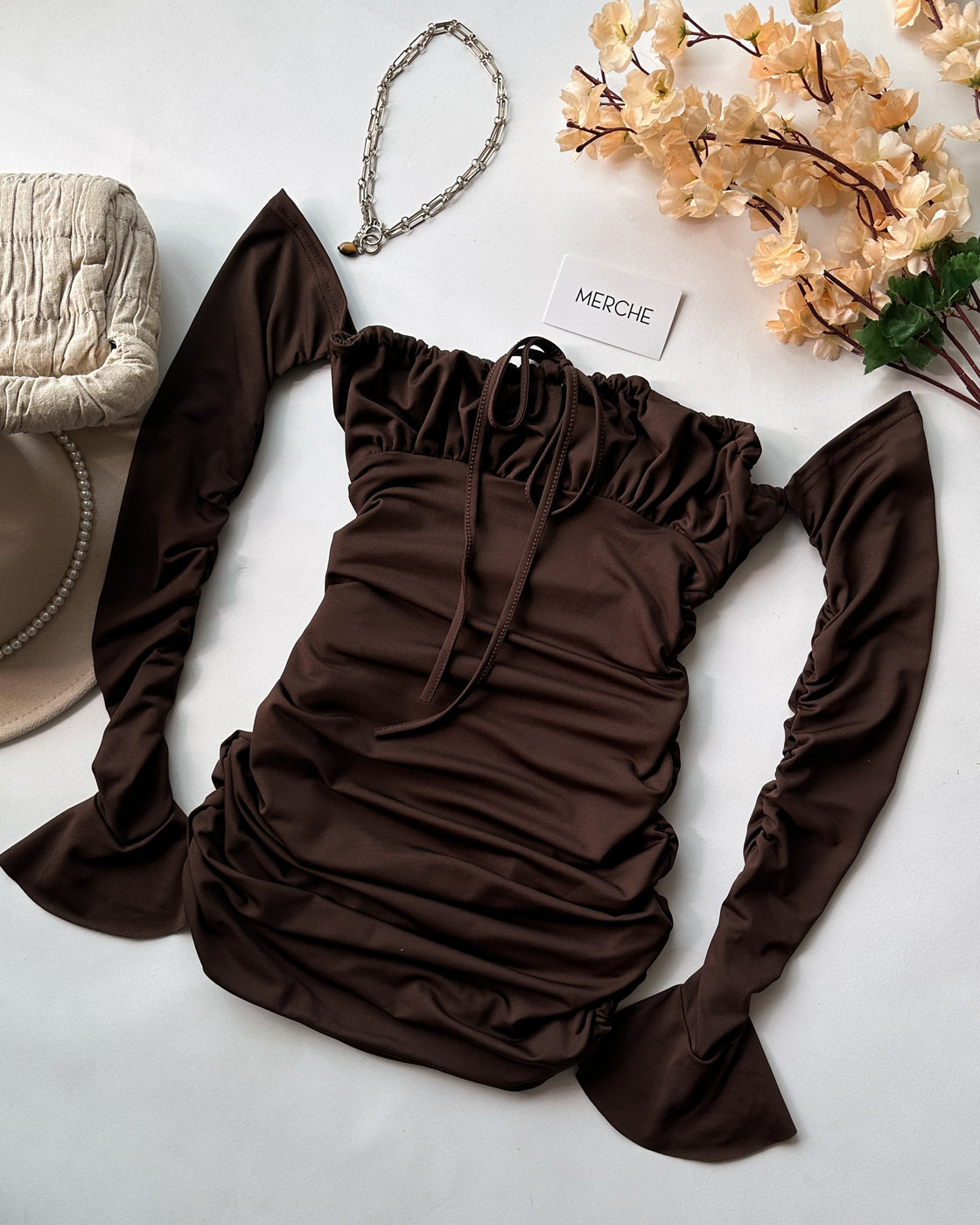 SUNSET MEMORY BROWN SLASH NE K DRESS