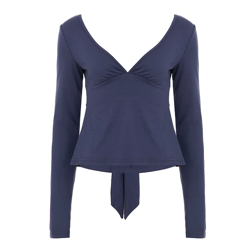 BAD LIL THING BOW BACK NAVY TOP