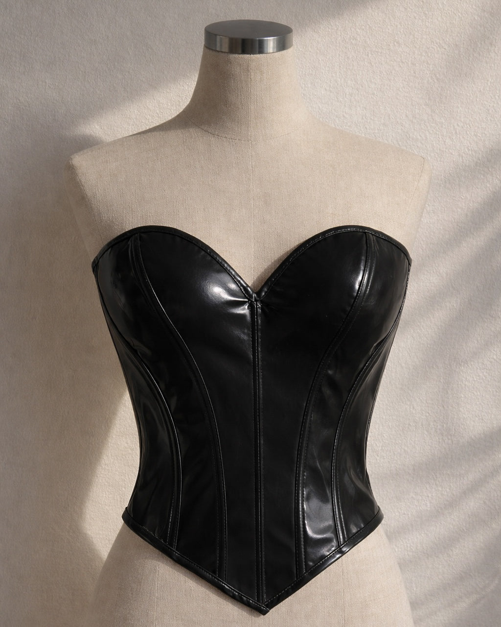 LOVE YOU LATTE FAUX LEATHER BLACK CORSET