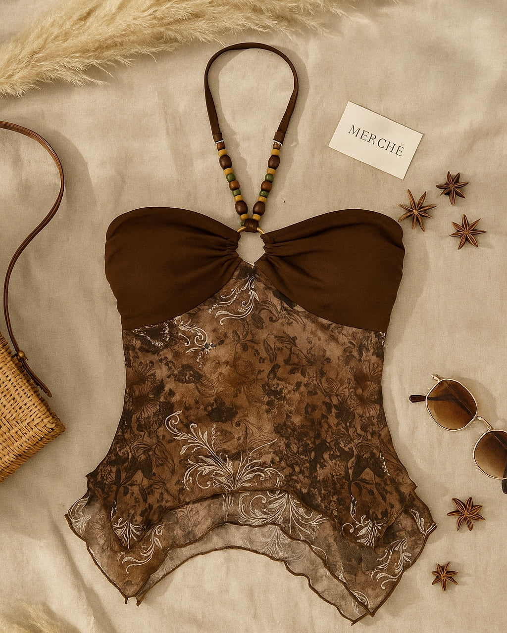 EIFFEL FOR YOU BEADED HALTERNECK TOP