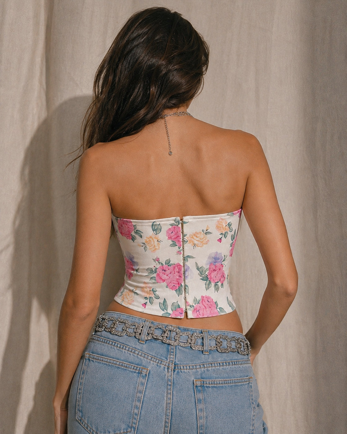 BLOOM OR GO HOME BONING DETAIL FLORAL CORSET