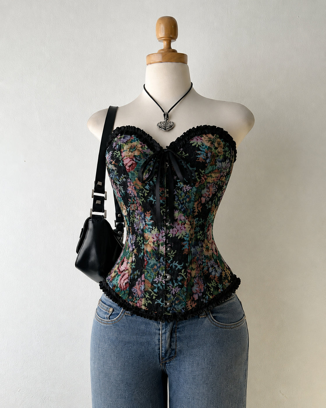 LEGALLY YOURS FLORAL BLACK JACQUARD CORSET