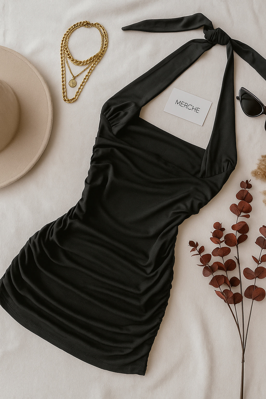 STAGE NINETEEN BLACK HALTERNECK DRESS