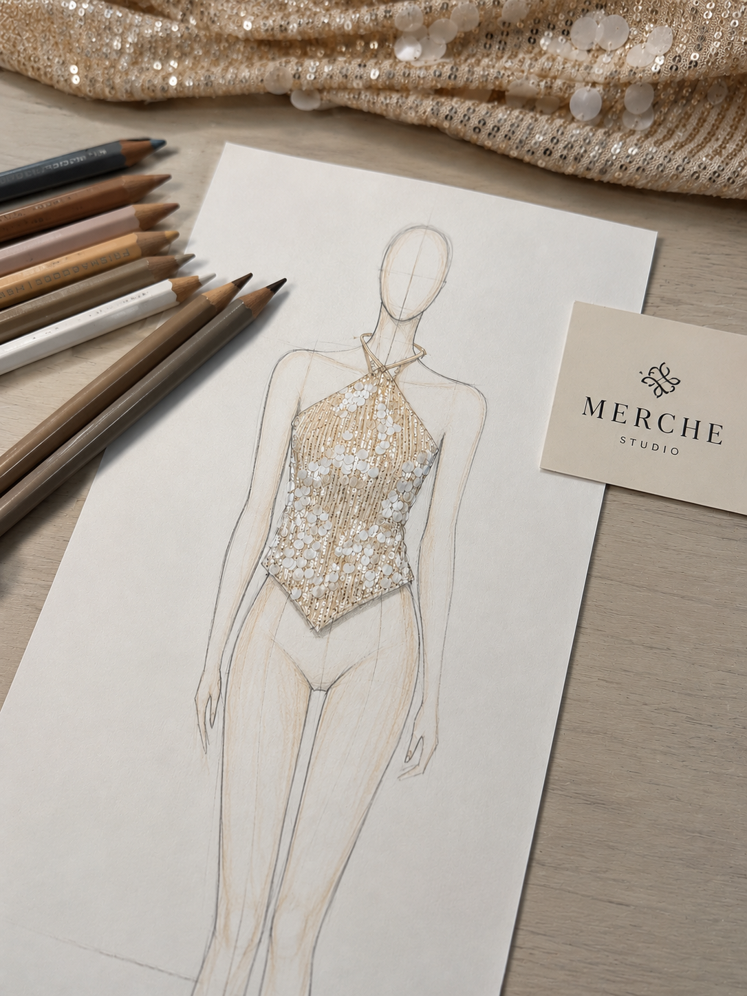 BORN ON THE STAGE SEQUIN EMBELLISHED BACKLESS ASYMMETRICAL TOP